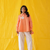 Pointelle Orange Shirt