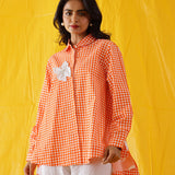 Pointelle Orange Shirt