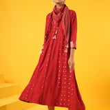 Kanak Red Block Print Dress