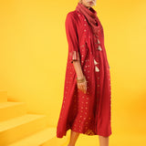 Kanak Red Block Print Dress