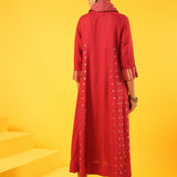 Kanak Red Block Print Dress