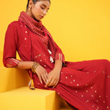 Kanak Red Block Print Dress