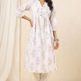 White Dodge Pintucks Kurta