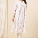 White Dodge Pintucks Kurta