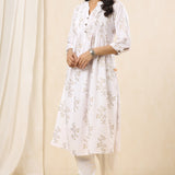 White Dodge Pintucks Kurta