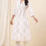 White Dodge Pintucks Kurta