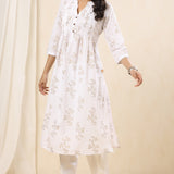 White Dodge Pintucks Kurta