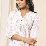 White Dodge Pintucks Kurta