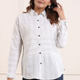 Crystal White Cotton Shirts For Women