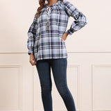 Tie-knotted Checks Shirt For Women Grey