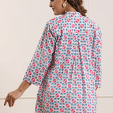 Pink Printed Pintucked Cotton Tunic