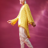 Bandhani Yellow Asymmetrical Tunic