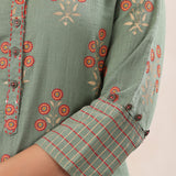 Moss Green Floral Cotton Kurta