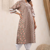 Chocolaty Floral Printed Cotton Kurta