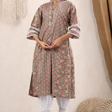 Chocolaty Floral Printed Cotton Kurta