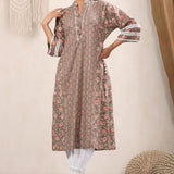 Chocolaty Floral Printed Cotton Kurta