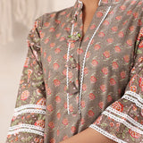 Chocolaty Floral Printed Cotton Kurta