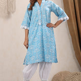 Skyblue Lace Detailing Kurta