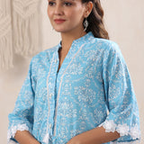 Skyblue Lace Detailing Kurta