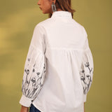White Wisteria Embroidered Shirt