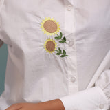 White Sunflower Embroidered Shirt