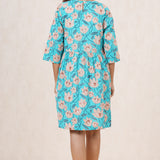 Floral Printed Sea Green Cotton Dress