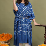 Bandhani Kaftan In Blue Colour With Belt