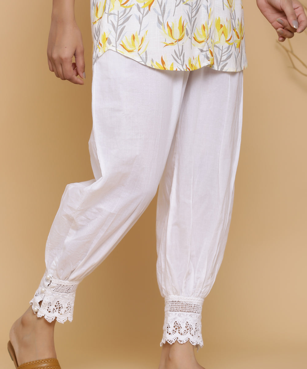 WHITE LACE BORDER SALWAR PANTS