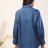 Sakura Floral Embroidery Denim Shirt