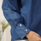 Sakura Floral Embroidery Denim Shirt
