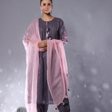 Shady Grey Pintucks Kurta set of 3