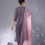 Shady Grey Pintucks Kurta set of 3