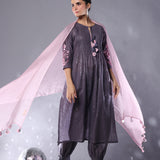 Shady Grey Pintucks Kurta set of 3