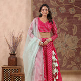 Gangaur Pink Leheriya Lehenga