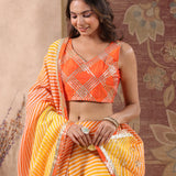 Kesariya Orange Leheriya Lehenga