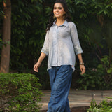 Daisy Blue Embroidered Shirt