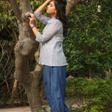 Daisy Blue Embroidered Shirt