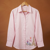 Paris Charm Embroidered Linen Shirt