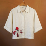 Japanese Garden Embroidered Linen Shirt