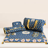 Blue Mahjong Bag Set for Tiles and Racks with mat