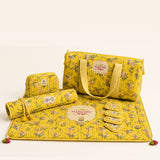 Yellow Mahjong Bag Set for Tiles and Racks with mat