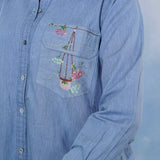 Pocket Garden Embroidered Denim Shirt