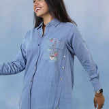 Pocket Garden Embroidered Denim Shirt