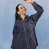 Handcrafted Bloom Denim Shirt