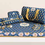 Blue Mahjong Bag Set for Tiles and Racks with mat