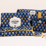 Blue Mahjong Bag Set for Tiles and Racks with mat
