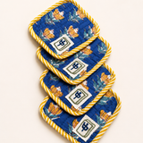 Blue Mahjong Bag Set for Tiles and Racks with mat