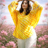Saffron Breeze Leheriya Tie-Dye Top