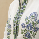 Meher Neel Bloom Handblock Kurta Dress