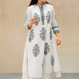 Meher Neel Bloom Handblock Kurta Dress